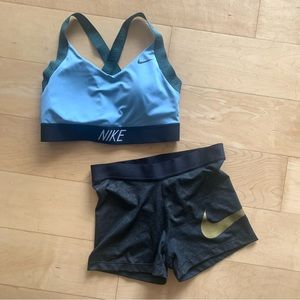 Nike pro sports bra and running spandex bundle